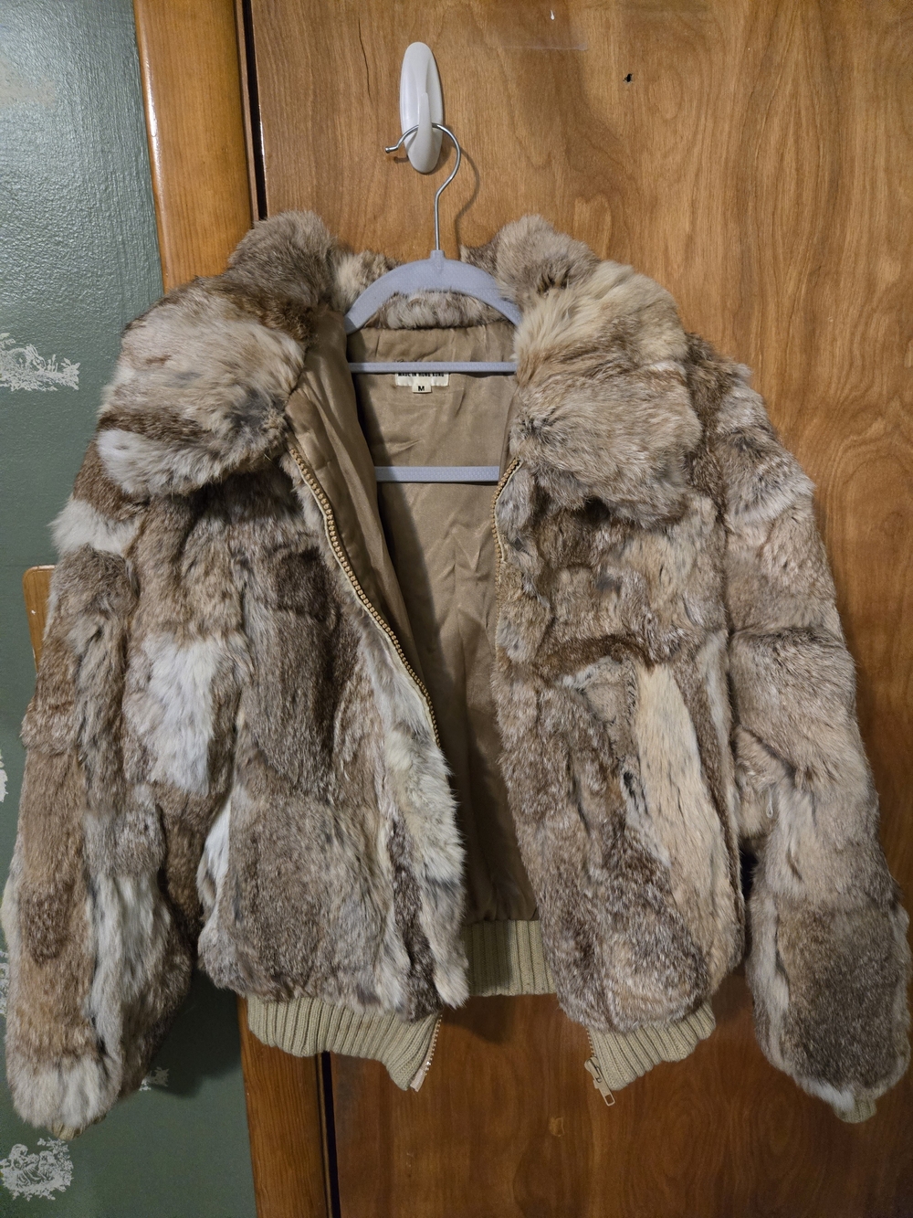 100% Real Vintage Rabbit Fur Bomber Jacket
